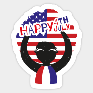 Happy 4th of July, Afro girl t-shirt Sticker